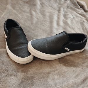 Slip on black leather vans